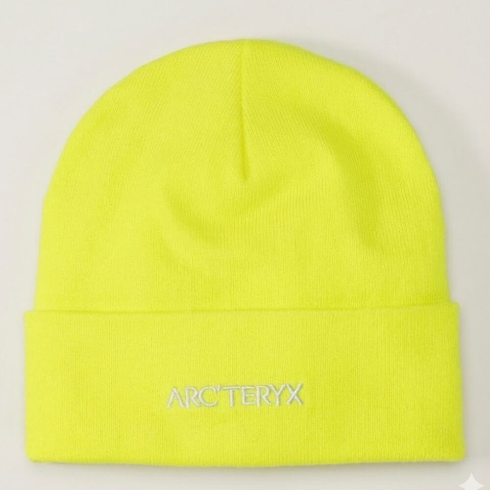 NEW Arc'teryx Embroidered Logo Beanie Neon Yellow High-Vis Gorpcore Toque Hat